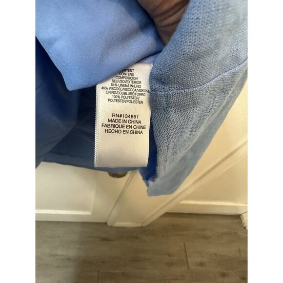 Charles Henry Linen Blue Halter Dress Large L Maxi Backless - Picture 9 of 10